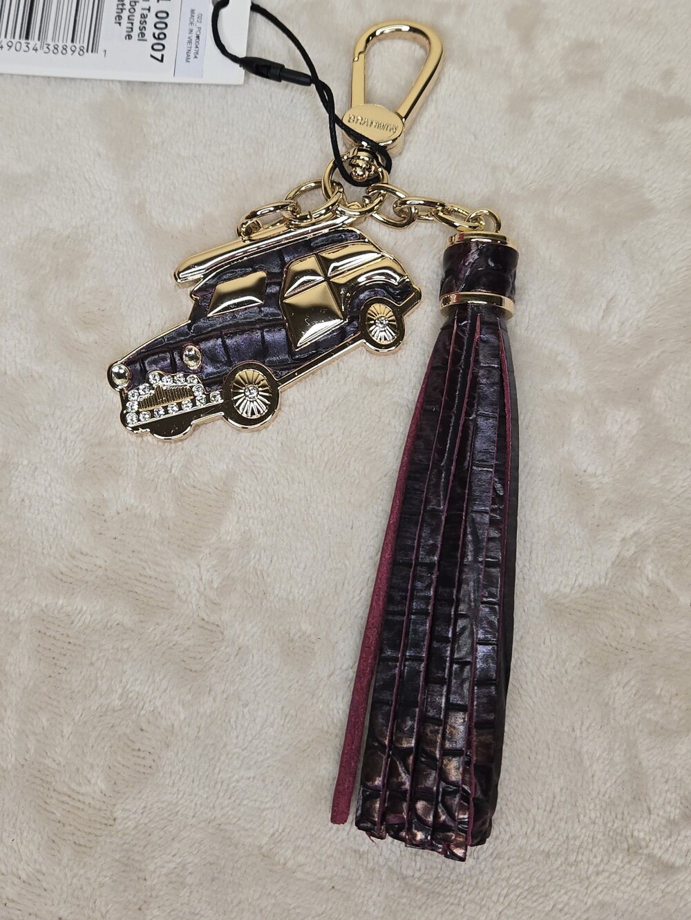 Brahmin Copa Charm Tassel Car Charm Fig Jam Melbourne with Gold Hardware